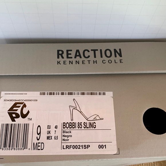 NEW Kenneth Cole Reaction Bobbi Slingback Heeled Sandals Black 9M - Picture 8 of 9